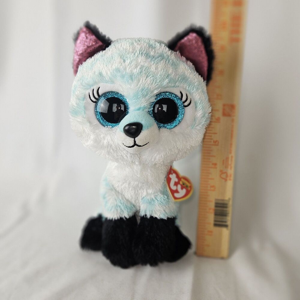 Ty Beanie Boos PIPER the Green White Striped Fox 6" Claire's Exclusive‎ 2017